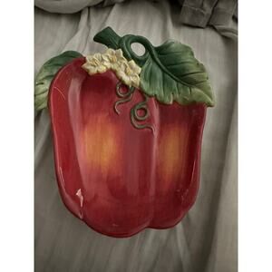 Fitz & Floyd Strawberry Dish with Flowers and Leaves   Mint Condition